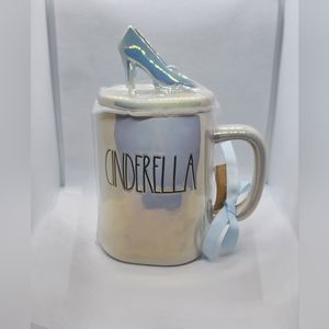Rae Dunn Disney Cinderella Iridescent Coffee Tea Mug Cup with Glass Slipper Lid